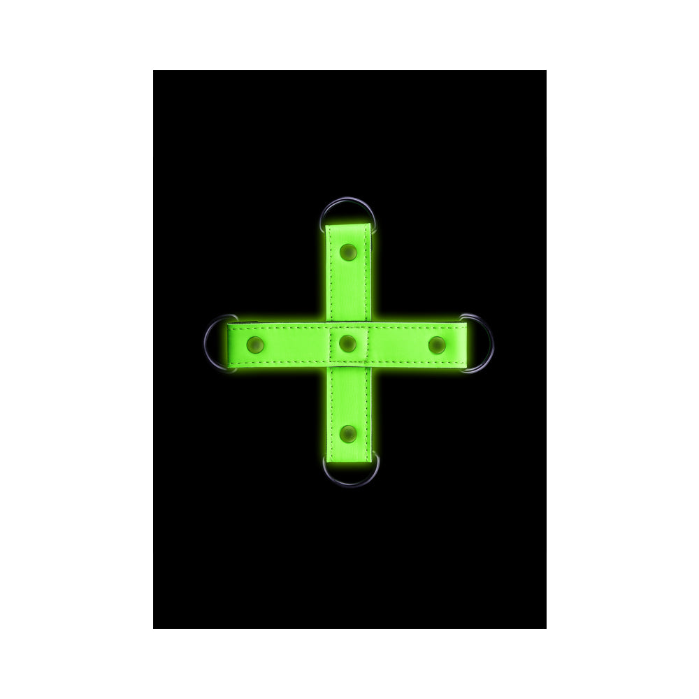 Shots - Ouch! Glow in the Dark Hogtie Neon Green - Bondage & Fetish Toys - Faux Leather/Vegan Leather