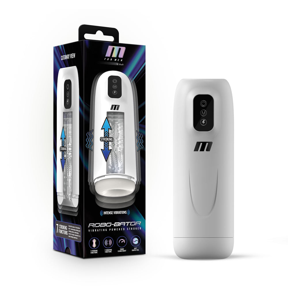 Blush - M for Men Robo-Bator White - Masturbation Aids for Males - TPE/TPR/Elastomers