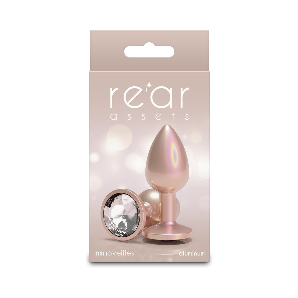 NS Novelties - Rear Assets Plug Iridescent Champagne/Clear Small - Anal Toys & Stimulators - Metal