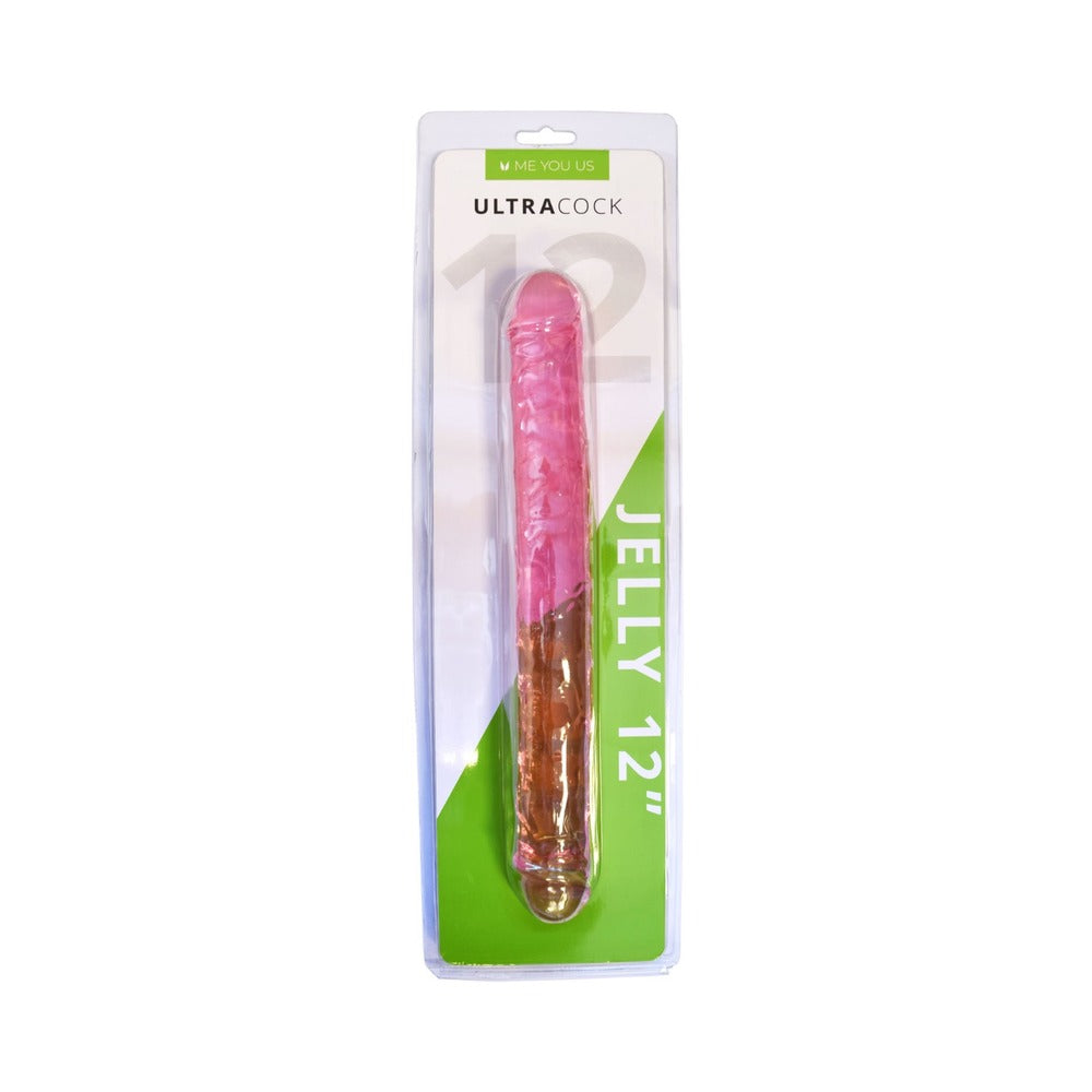 Me You Us - Me You Us Ultra Cock 12 in. Jelly Double Ended Dildo Pink - Dildos - Jelly/Rubber
