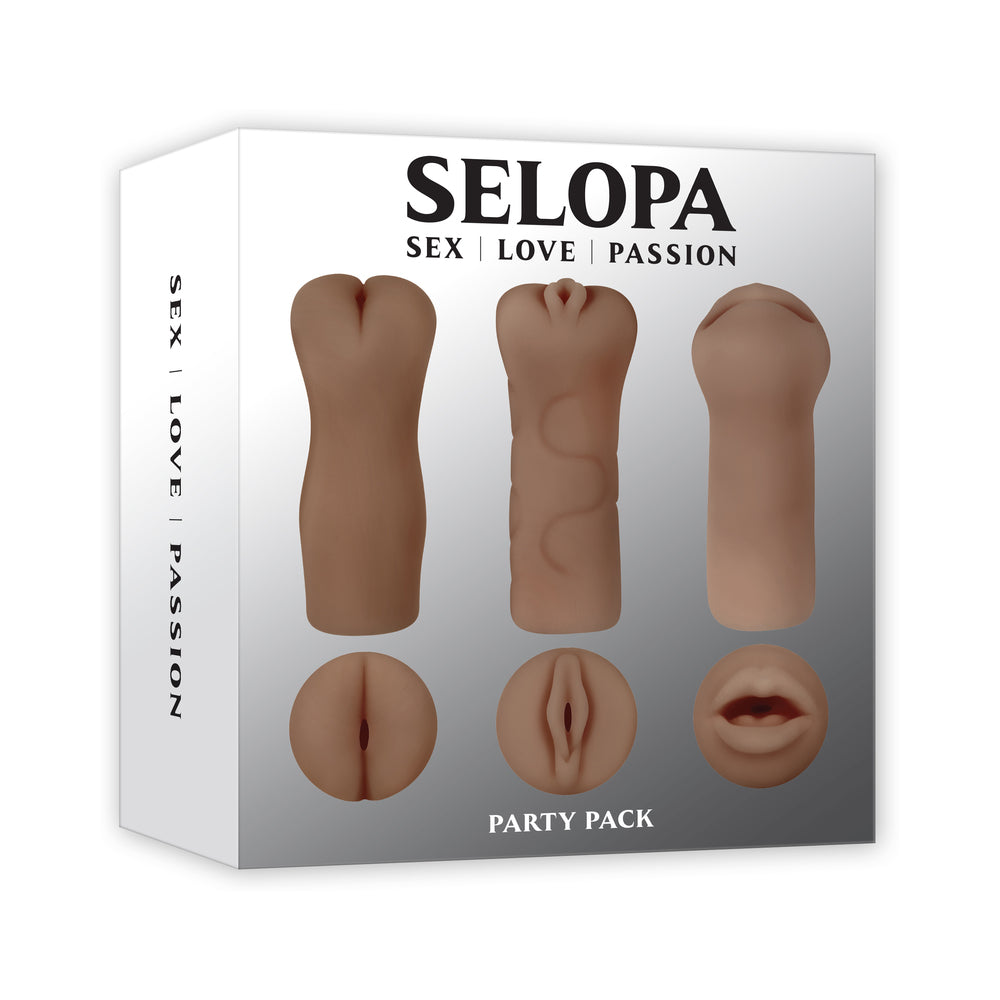 Selopa - Selopa Party Pack 3-Piece Stroker Pack Dark - Masturbation Aids for Males - TPE/TPR/Elastomers