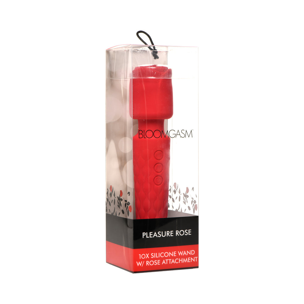 XR Brands - Bloomgasm Pleasure Rose 10X Silicone Wand with Rose Attachment - Vibrators - Silicone