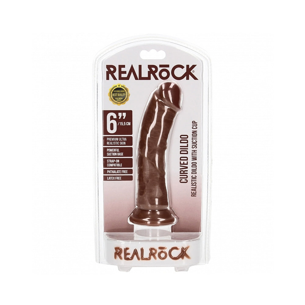 Shots - RealRock 6 in. Cock Curved Brown - Dildos