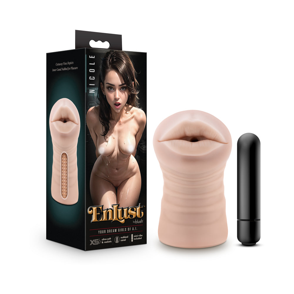Blush - EnLust Nicole Vibrating Stroker Beige - Masturbation Aids for Males - TPE/TPR/Elastomers
