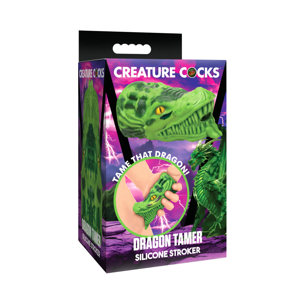 XR Brands - Creature Cocks Dragon Tamer Silicone Stroker Green - Masturbation Aids for Males - Silicone