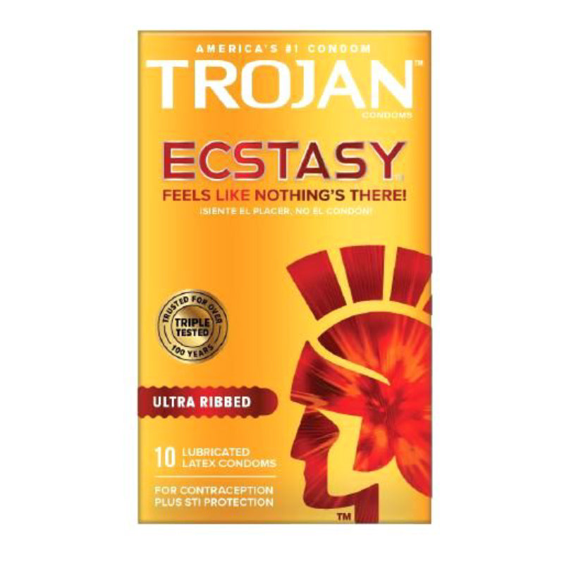 Paradise Marketing - Trojan Ecstasy Ultra Ribbed Condoms with UltraSmooth Lubricant - Condoms - Latex