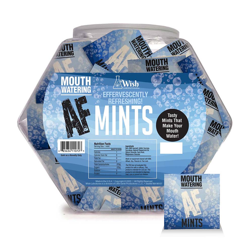 Little Genie - Mouth Watering AF Effervescent Mints 100-Piece Fishbowl Display - Novelties & Games