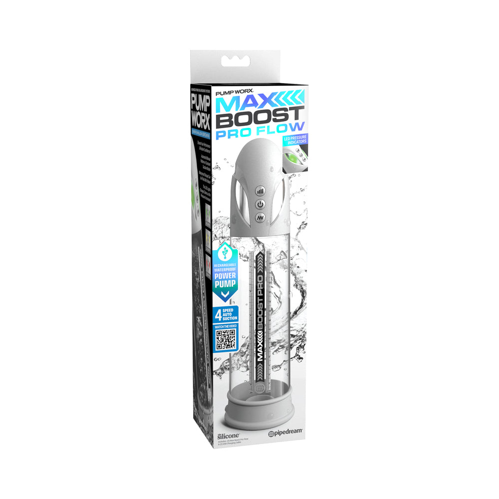 Pipedream - Pump Worx Max Boost Pro Flow White/Clear - Pumps & Enlargers - ABS