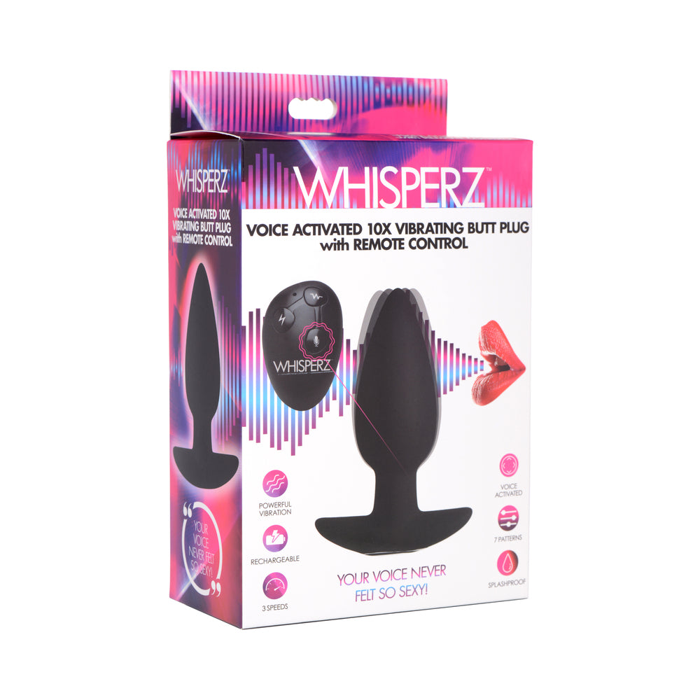 XR Brands - Whisperz Voice Activated 10X Vibrating Butt Plug with Remote - Vibrators - Silicone