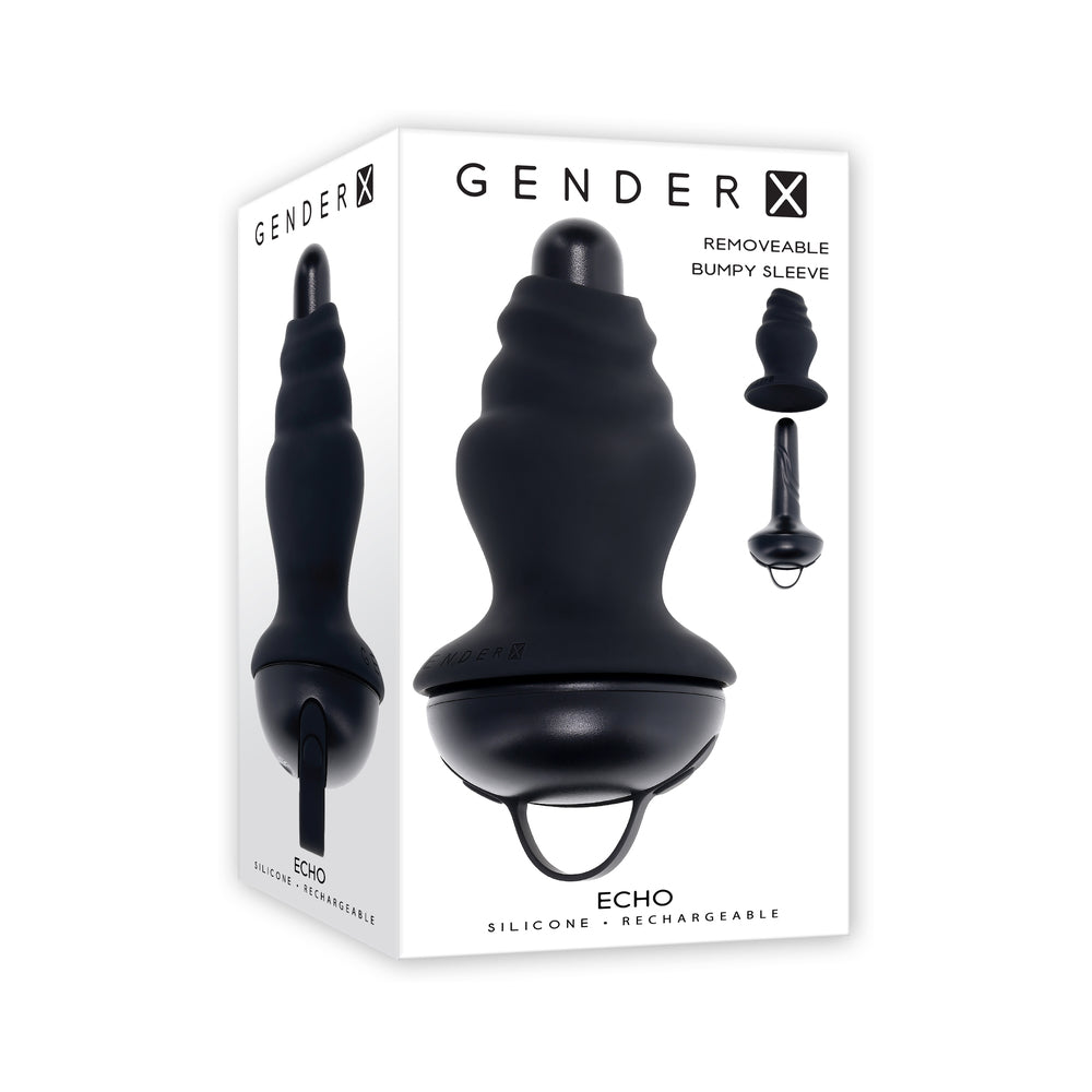 Gender X - Gender X Echo Rechargeable Vibrating Sheathed Silicone Black - Vibrators - Silicone