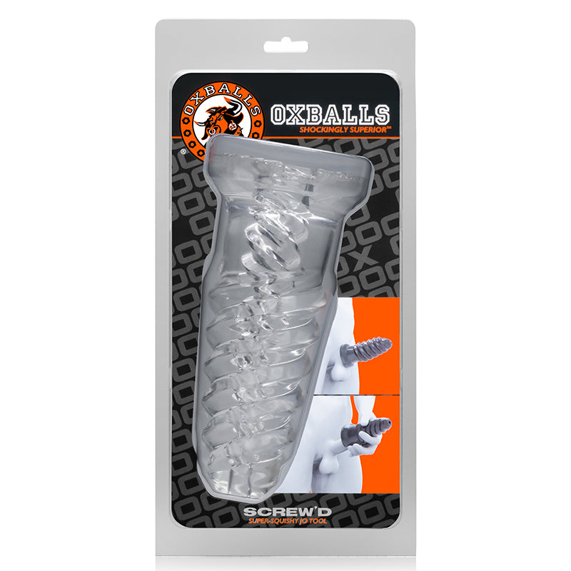 Oxballs - OxBalls Screw''D, Super Squish Corkscrew Jackoff Toy, Clear - Masturbation Aids for Males - TPE/TPR/Elastomers