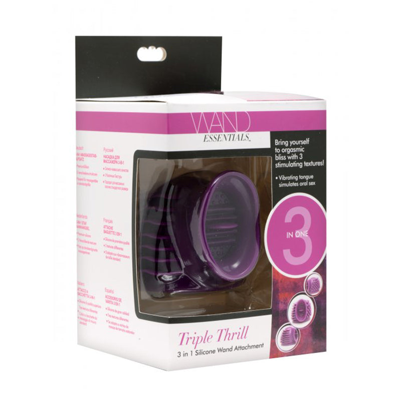 XR Brands - Wand Essentials Thunder-Gasm 3 In 1 Silicone Wand Attachment, Purple - General