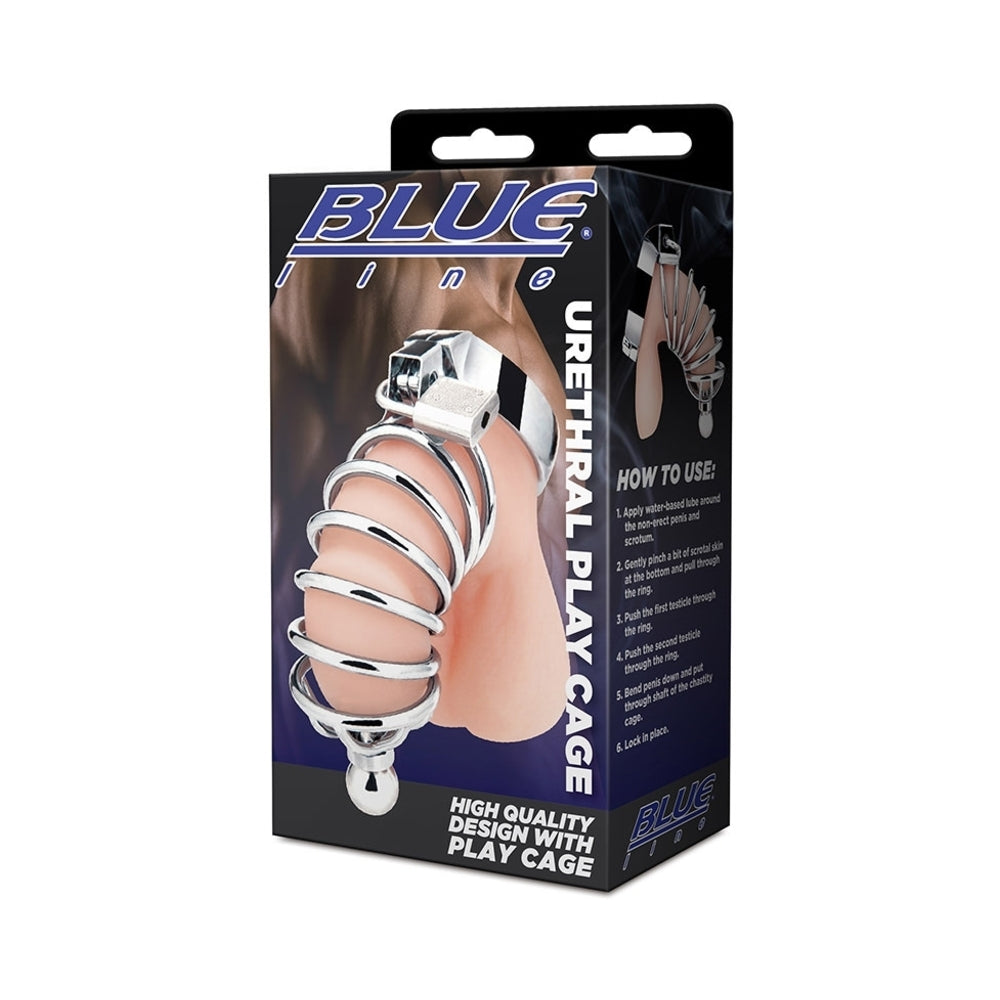 Electric Eel - Blue Line Urethral Play Cage - Cockrings - Metal
