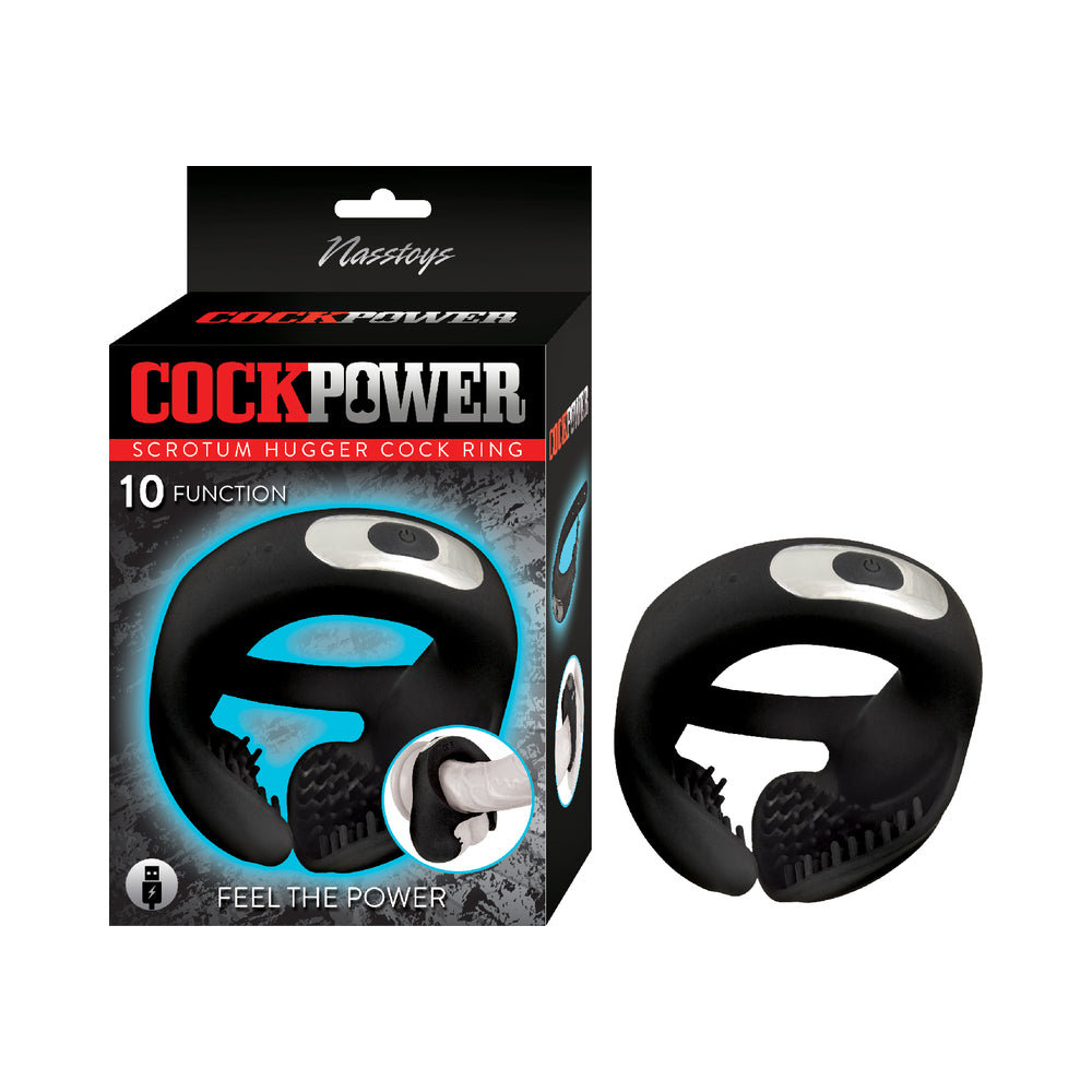 Nasstoys - Cockpower Scrotum Hugger Cock Ring Black - Cockrings - Silicone