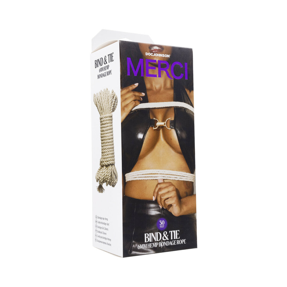 Doc Johnson - Merci Bind & Tie 6mm Hemp Bondage Rope 30 '' Natural - Bondage & Fetish Toys - Hemp