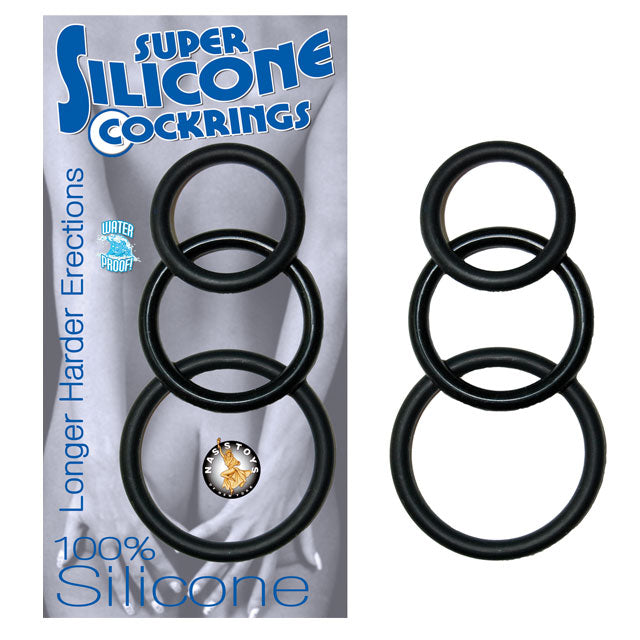 Nasstoys - Super Silicone Cockrings 3 (Black) - Cockrings - Silicone
