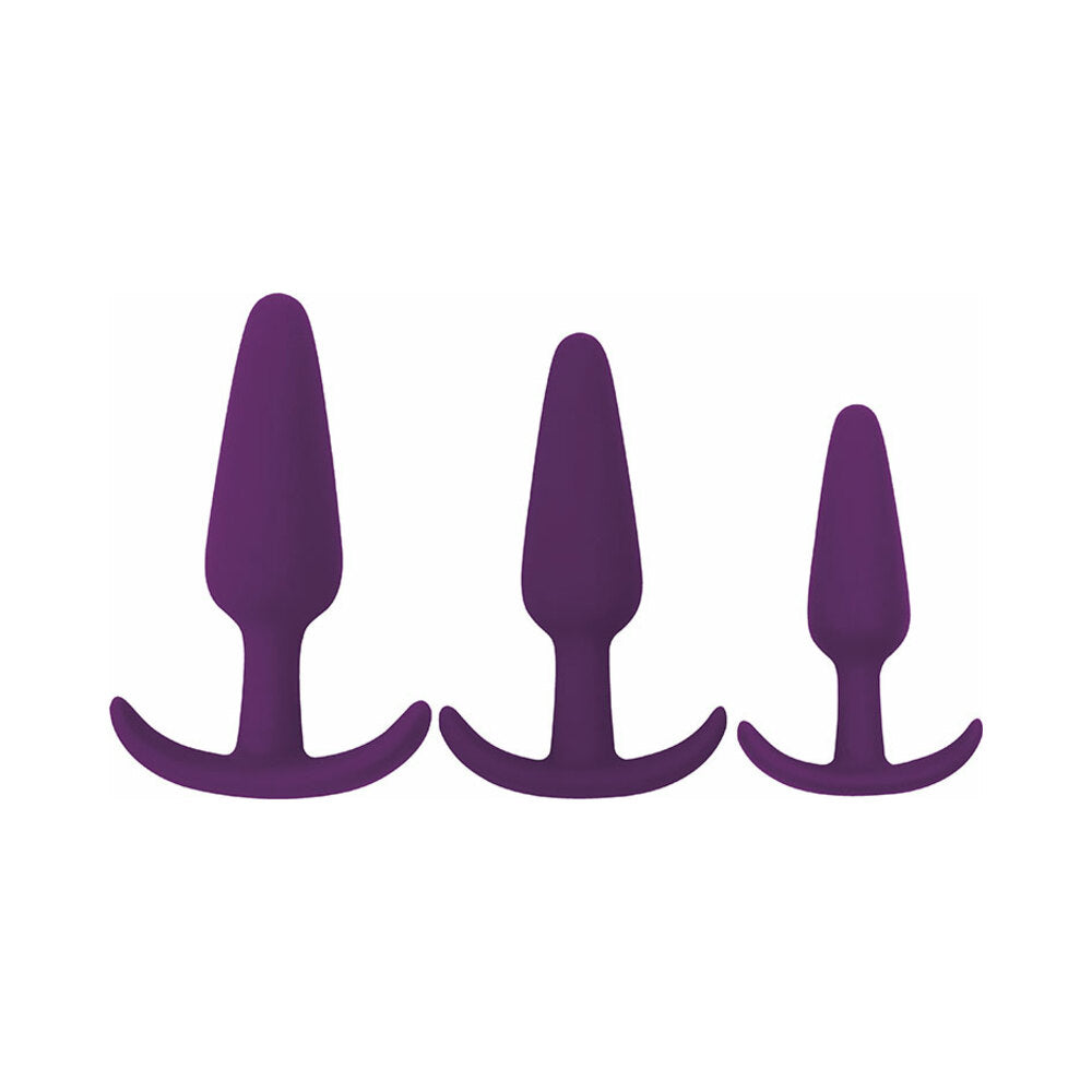 Curve Novelties - Gossip Rump Rockers 3-Piece Silicone Anal Plug Training Set Violet - Anal Toys & Stimulators - Silicone