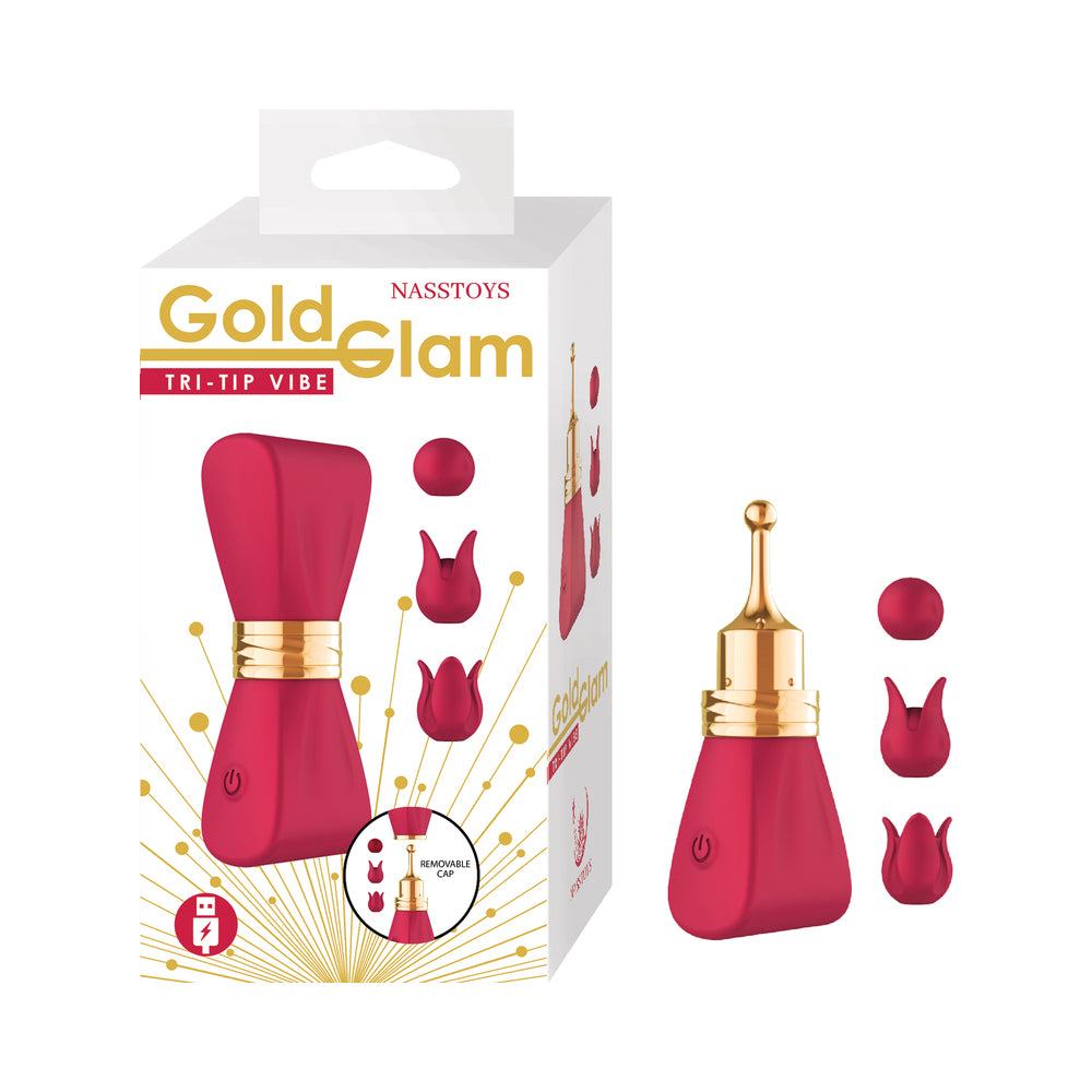 Nasstoys - Gold Glam Tri-Tip Vibe Red - Vibrators