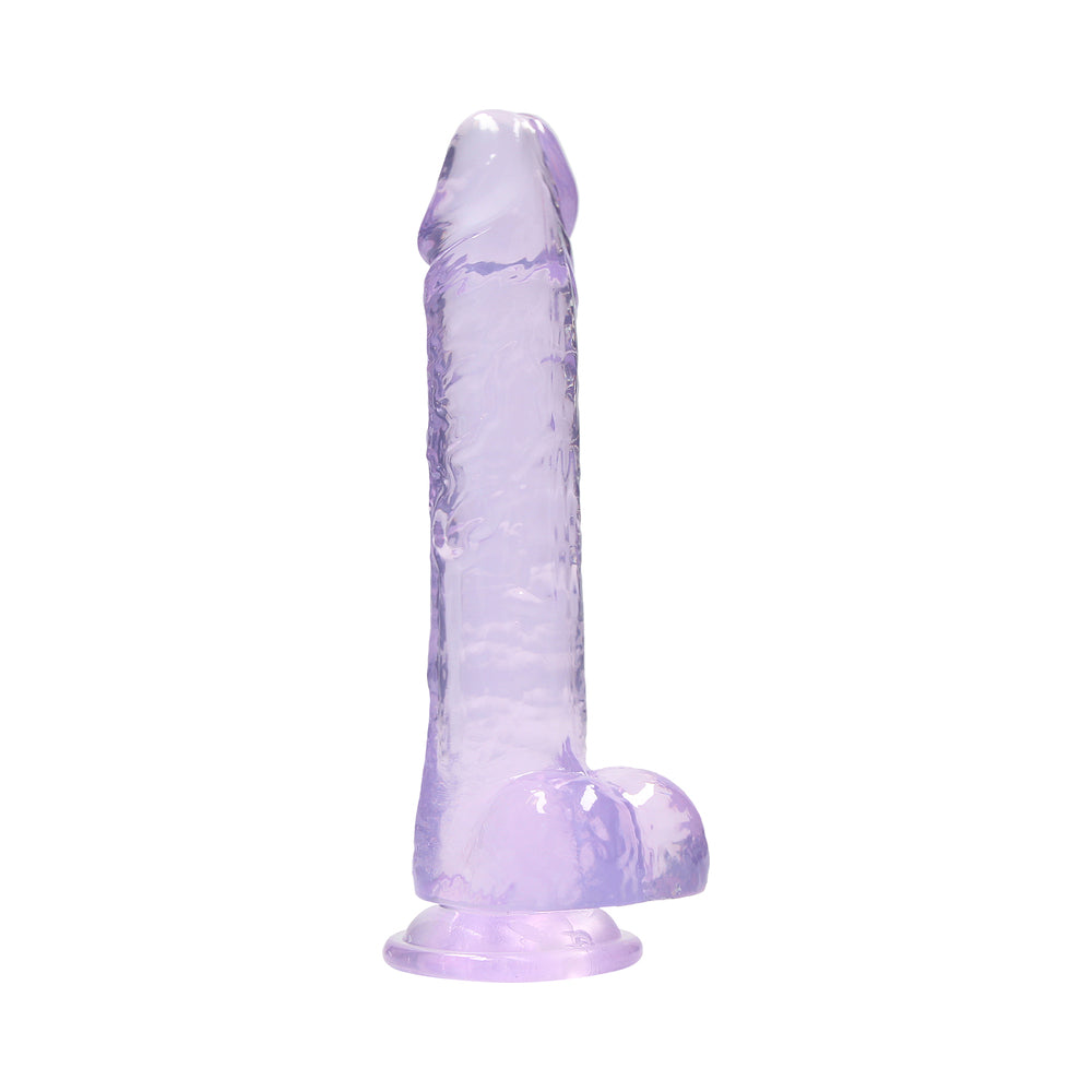 Shots - RealRock Crystal Clear Realistic 8 in. Dildo With Balls and Suction Cup - Dildos - TPE/TPR/Elastomers
