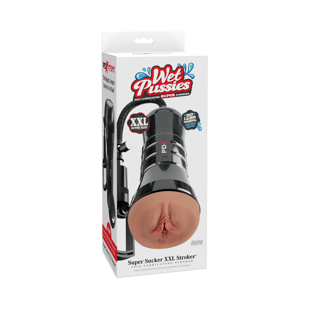 PDX Brands - PDX Extreme Wet Pussies Super Sucker XXL Stroker Brown - Masturbation Aids for Males