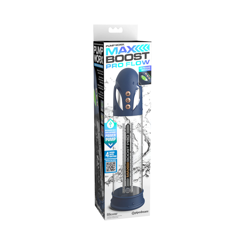 Pipedream - Pump Worx Max Boost Pro Flow Blue/Clear - Pumps & Enlargers - ABS