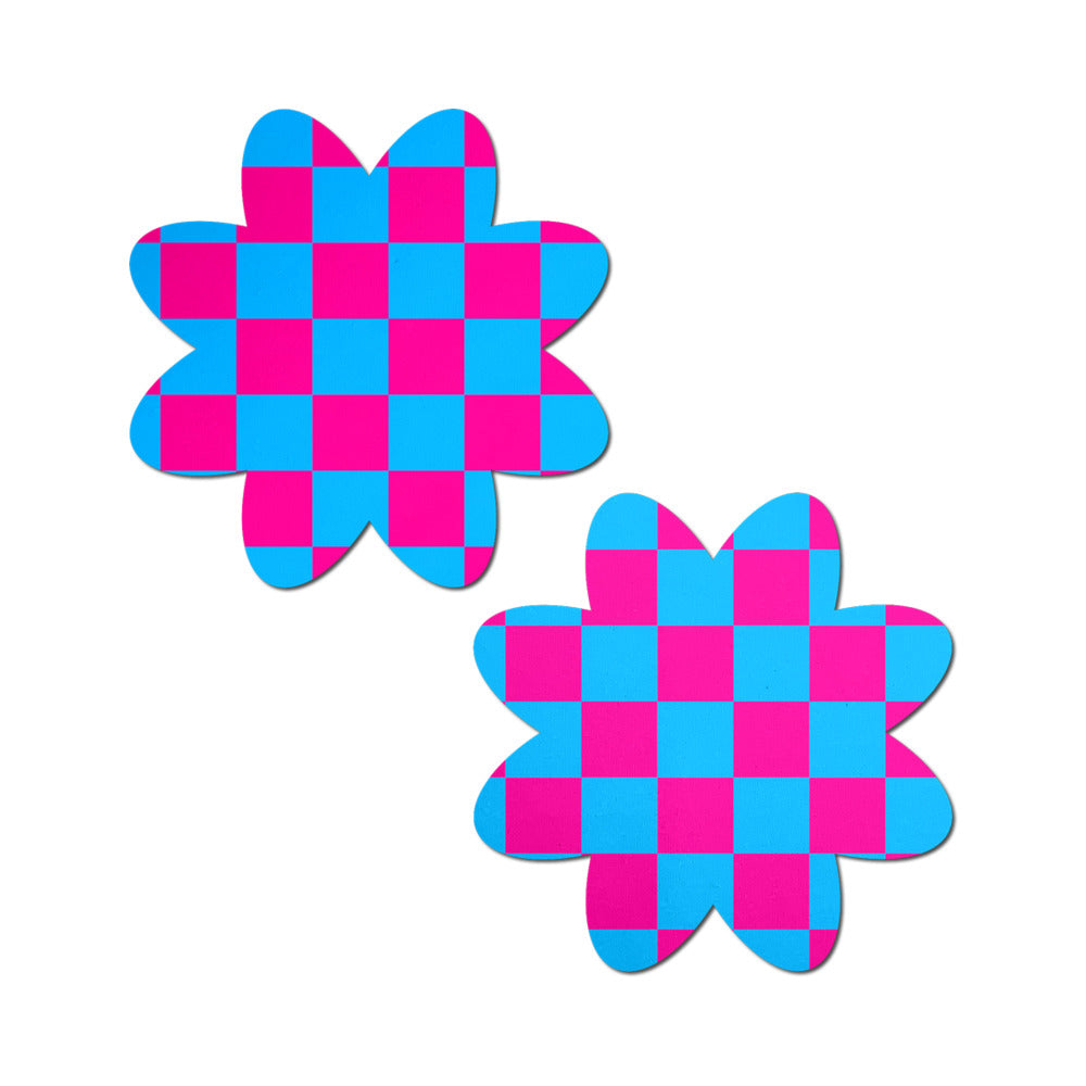 Pastease - Pastease Neon Checkered Pink & Blue Petal Breast Pasties - General