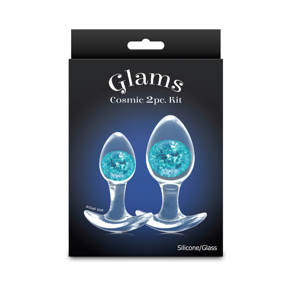 NS Novelties - Cosmic Glams 2-Piece Plug Kit Blue - Anal Toys & Stimulators - Silicone