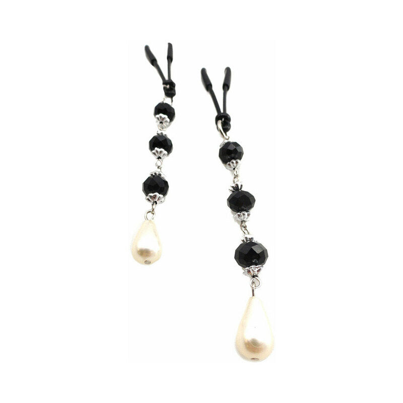 PHS International - Bijoux de Nip Pearl Black Beaded Nipple Clamps - Bondage & Fetish Toys - Plastic