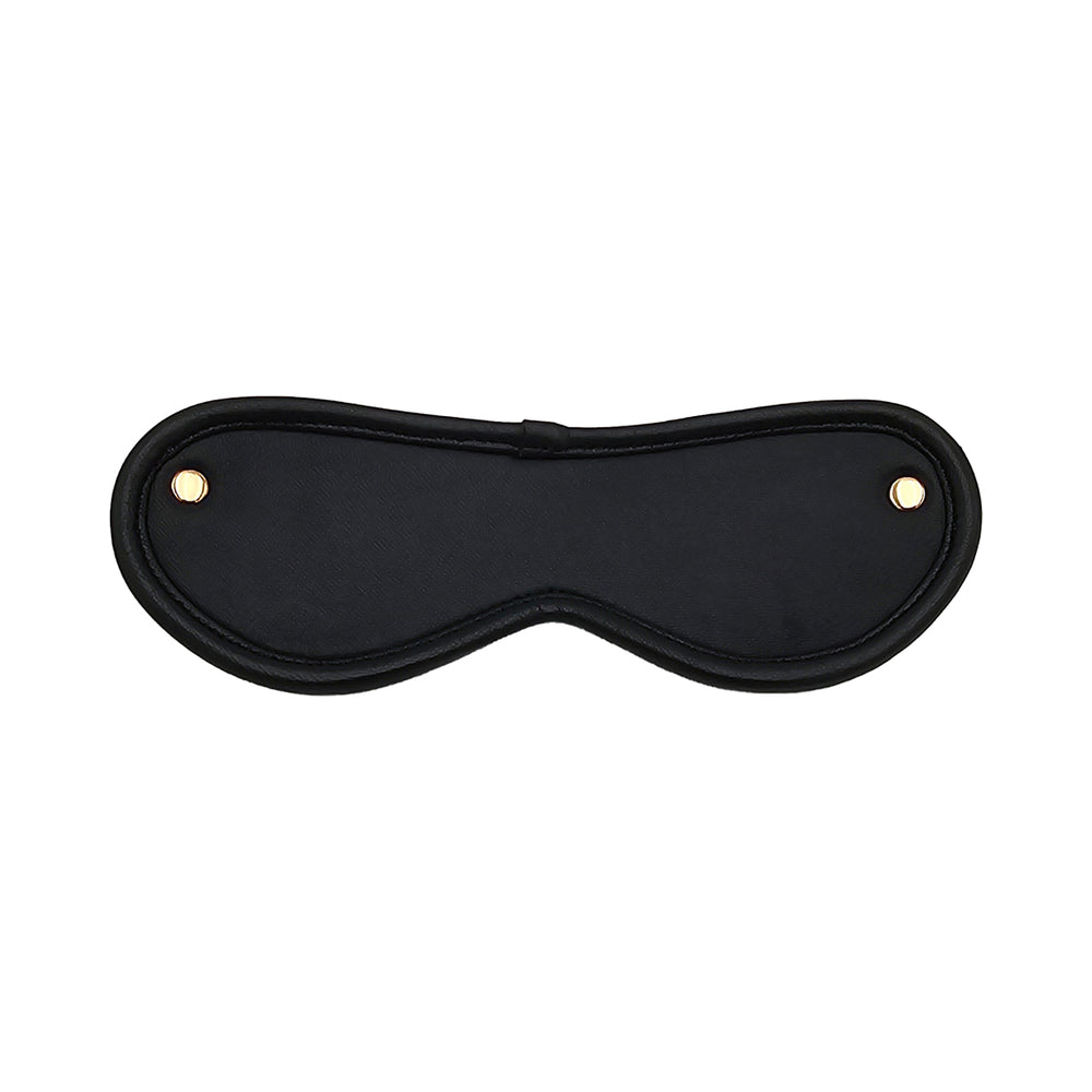Rouge Garments - Rouge Leather Blindfold Black with Gold Accessories - Bondage & Fetish Toys - Leather
