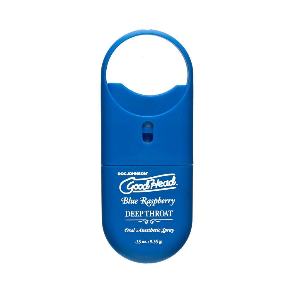 Doc Johnson - GoodHead Deep Throat Spray To-Go Blue Raspberry .33 oz - Supplements & Enhancers - Liquid