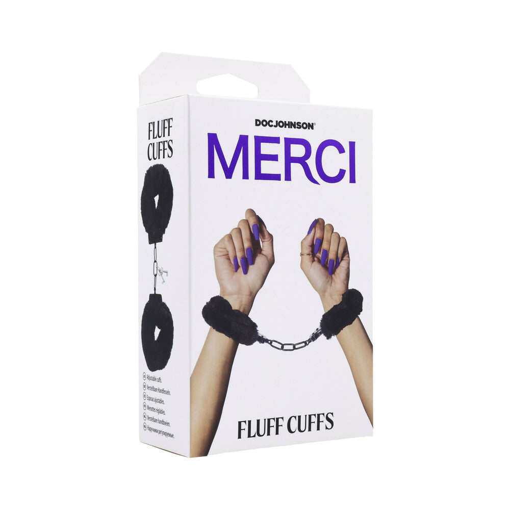 Doc Johnson - Merci Fluff Cuffs Black - Bondage & Fetish Toys - Metal
