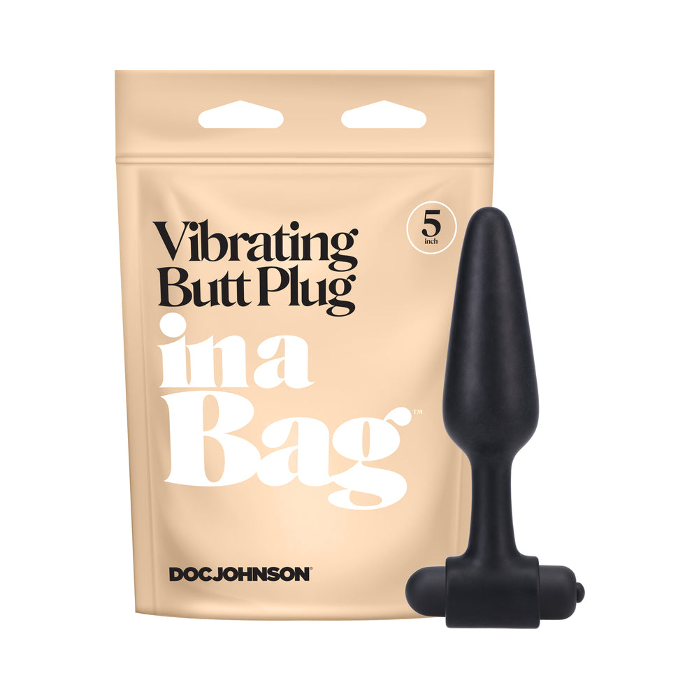 Doc Johnson - In A Bag Vibrating Butt Plug 5 in. Black - Anal Toys & Stimulators - Silicone