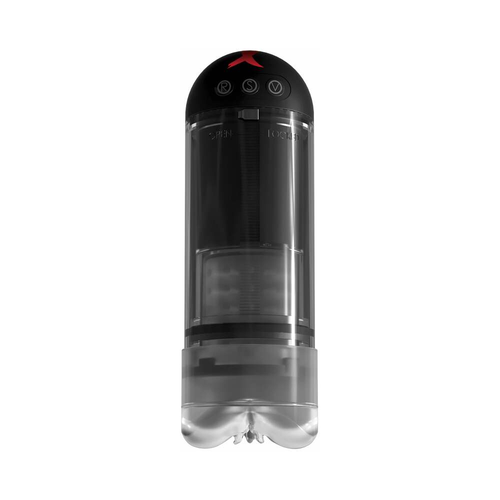 PDX Brands - PDX Elite Extender Pro Rechargeable Vibrating Penis Pump Clear/Black - Masturbation Aids for Males - TPE/TPR/Elastomers