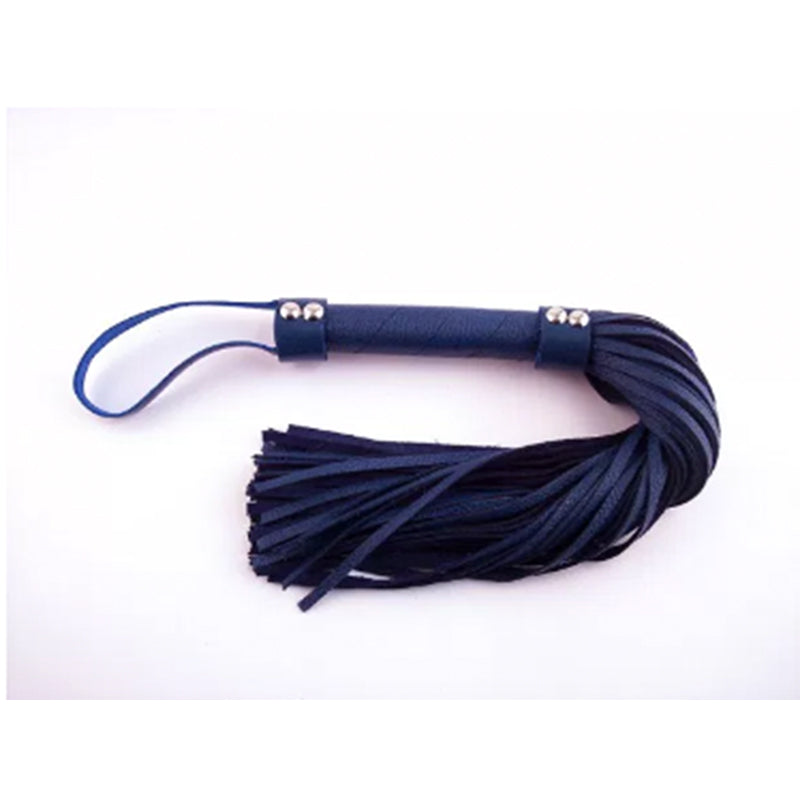 Rouge Garments - Rouge H-Style Leather Flogger Blue - Bondage & Fetish Toys - Leather