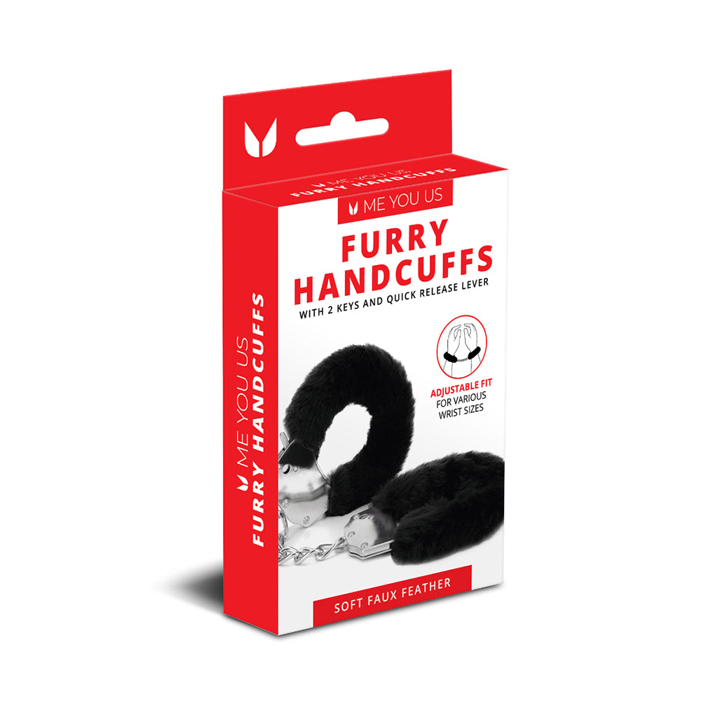 Me You Us - Me You Us Furry Handcuffs Black - Bondage & Fetish Toys - Feather