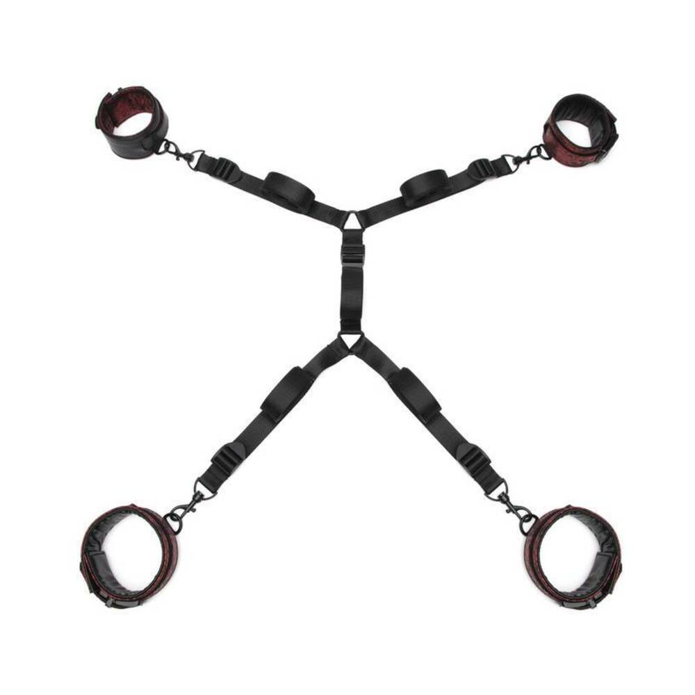 Fifty Shades of Grey - Fifty Shades of Grey Sweet Anticipation Reversible Under Mattress Restraint Set Red/Black - Bondage & Fetish Toys