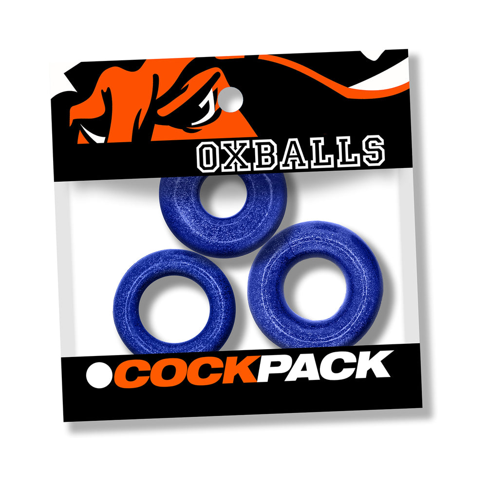 Oxballs - Oxballs Cockpack Multi Design 3-Pack Blue Fire - Cockrings