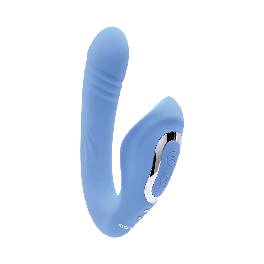 Evolved - Evolved Tap & Thrust Rechargeable Thrusting Pulsing Silicone Dual Stimulator Blue - Vibrators - Silicone