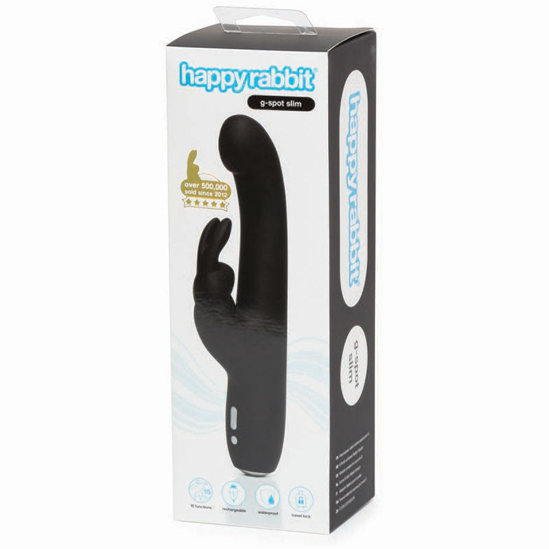 Happy Rabbit - Happy Rabbit G-Spot Slim Rechargeable Silicone Slimline Rabbit Vibrator Black - Vibrators - Silicone