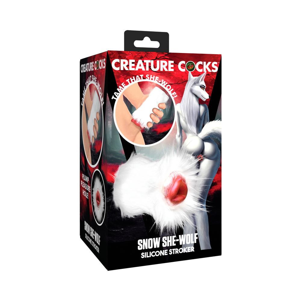 XR Brands - Creature Cocks Snow She-Wolf Silicone Stroker - Masturbation Aids for Males - Silicone