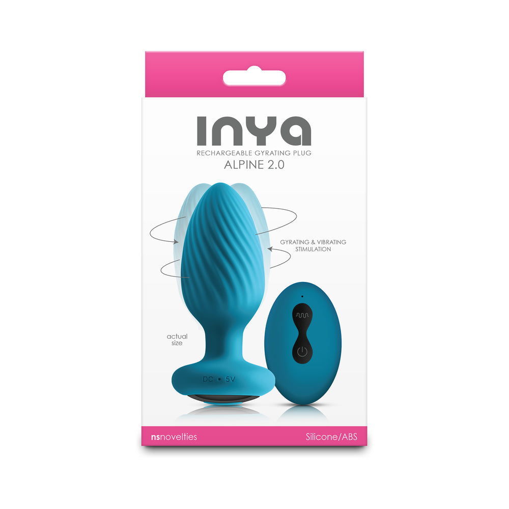 NS Novelties - INYA Alpine 2.0 Gyrating and Vibrating Plug with Remote Teal - Anal Toys & Stimulators - Silicone