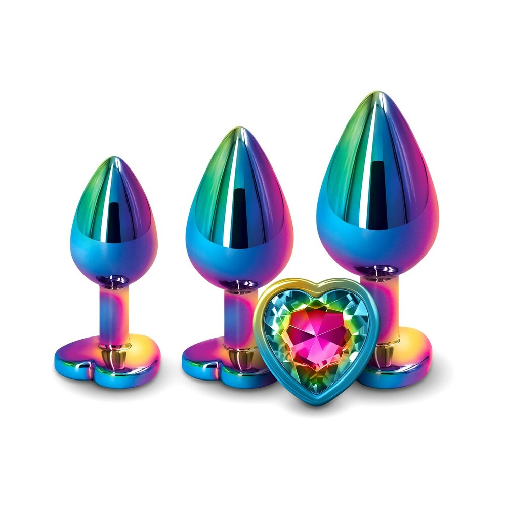 Adam & Eve - Adam & Eve Rainbow Heart Anal Plug Training Set - Anal Toys & Stimulators - Metal
