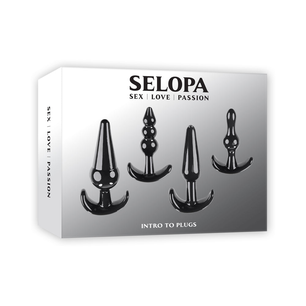 Selopa - Selopa Intro To Plugs 4-Piece Anal Plug Set Black - Anal Toys & Stimulators - TPE/TPR/Elastomers