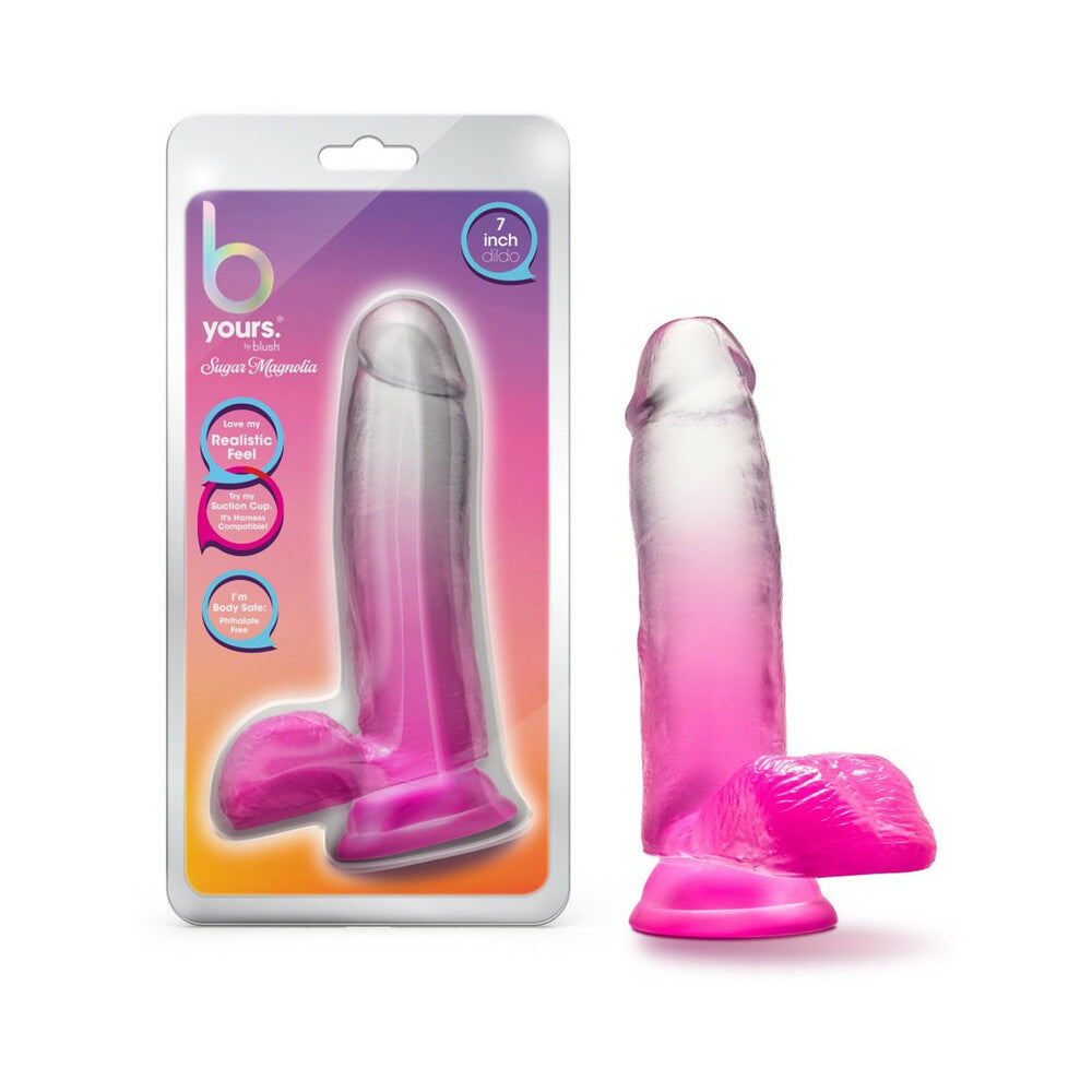 Blush - B Yours Sugar Magnolia 7 in. Dildo with Balls Fuchsia - Dildos - PVC