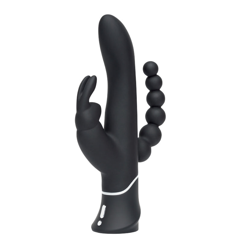 Happy Rabbit - Happy Rabbit Triple Rechargeable Silicone Dual-Entry Rabbit Vibrator Black - Vibrators - Silicone