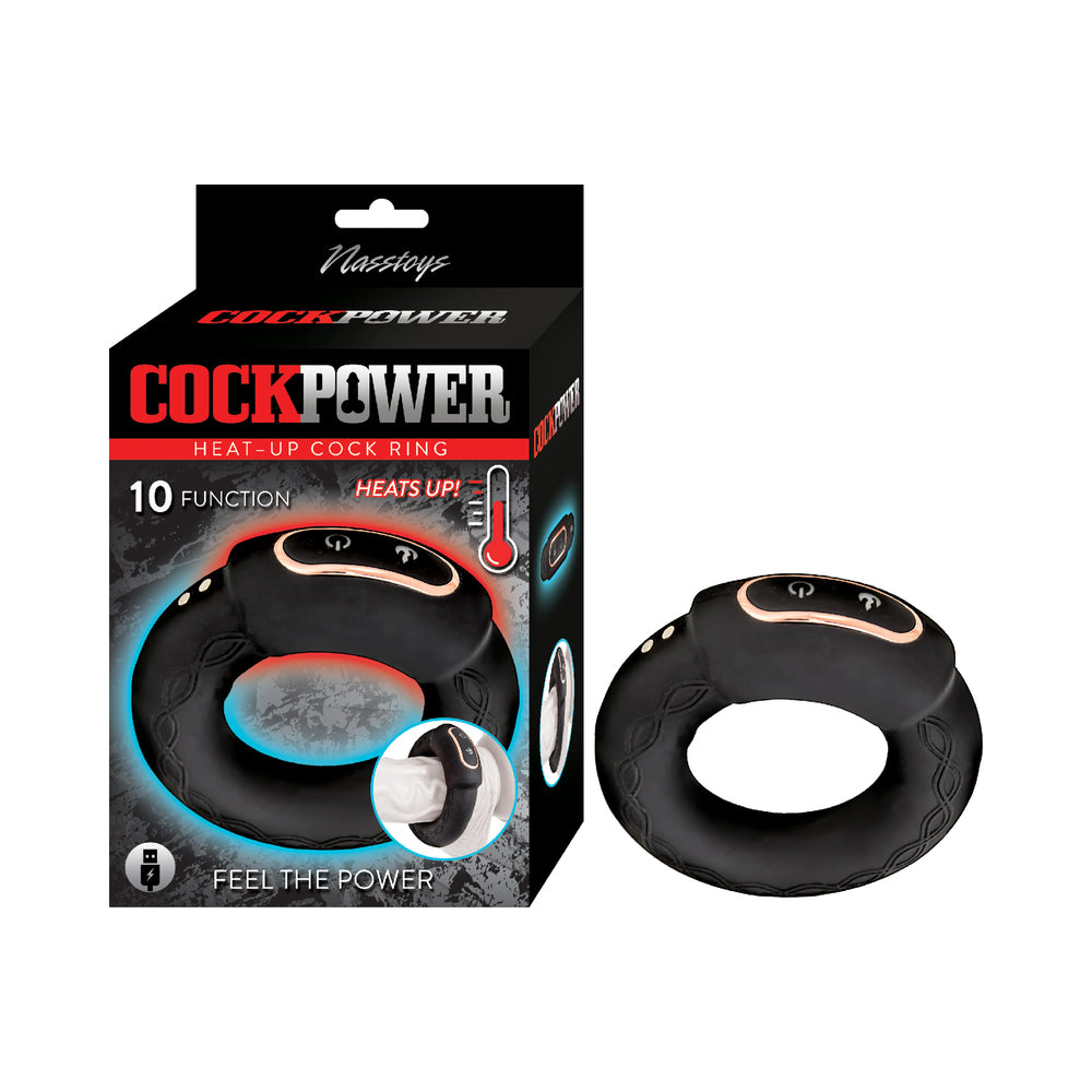 Nasstoys - Cockpower Heat Up Cock Ring Black - Cockrings - Silicone