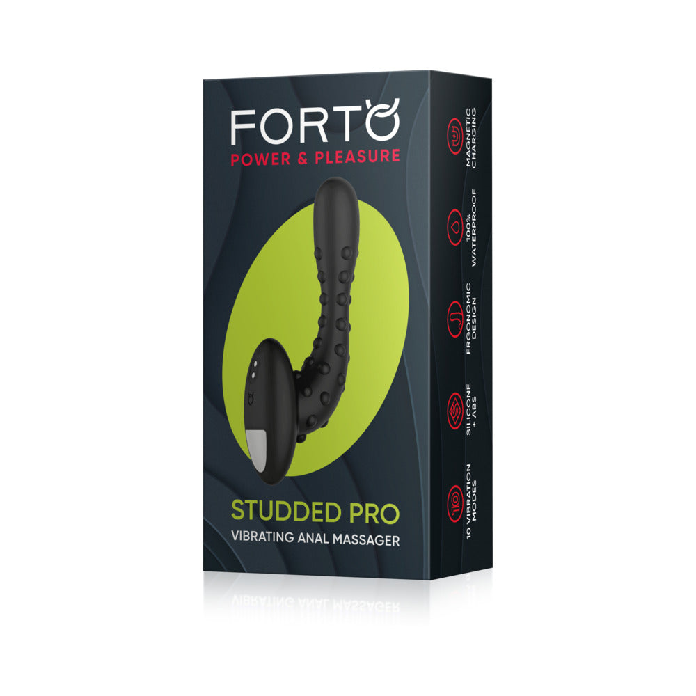 Forto - Forto Studded Pro Rechargeable Silicone Vibrating Anal Massager Black - Anal Toys & Stimulators - Silicone