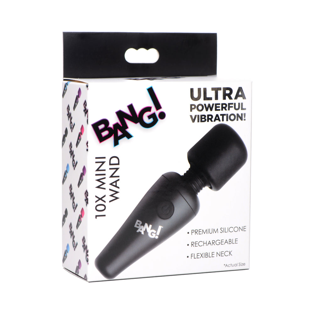 XR Brands - BANG! 10X Vibrating Mini Silicone Wand Black - Vibrators - Silicone