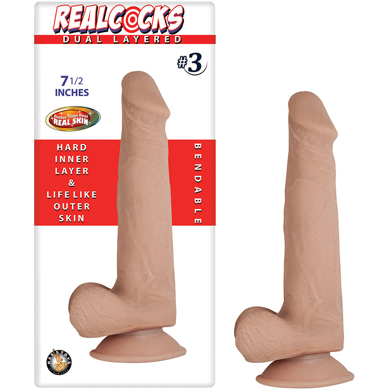 Nasstoys - Realcocks Dual Layered #3 7.5in Flesh - Dildos - TPE/TPR/Elastomers