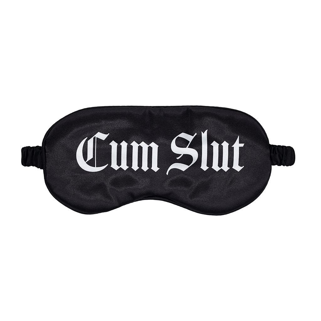 Shots - Ouch! Cum Slut Printed Mask Satin Black - Bondage & Fetish Toys